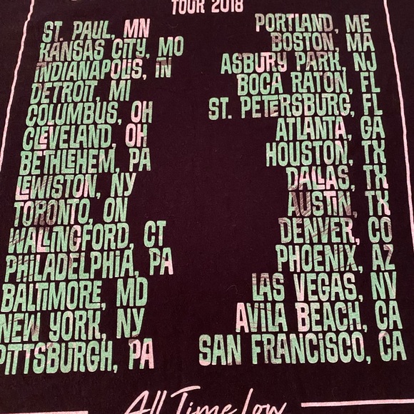 2018 All Time Low Concert Tshirt - Picture 2 of 4